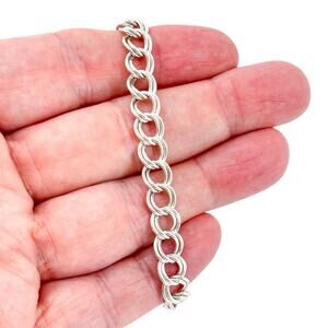 Vintage Italy PGDA Sterling Silver 925 Double Curb Link Bracelet 7”
